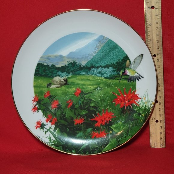 VTG Decorative Plate Royal Windsor Bee Balm Wildflowers of the South Gold Trim - Picture 9 of 12